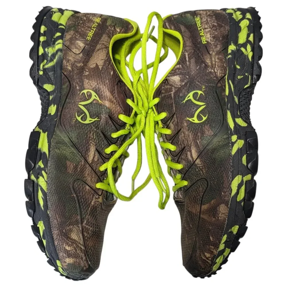 Realtree Camo Running Shoes Mens 10 Neon Green Trail Hunting Sneakers